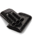 Triple Leather Cigar Case - Black Croc Effect