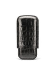 Triple Leather Cigar Case - Black Croc Effect