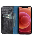 Black Croc With Cobalt Leather iPhone 12 Pro Max Wallet Case