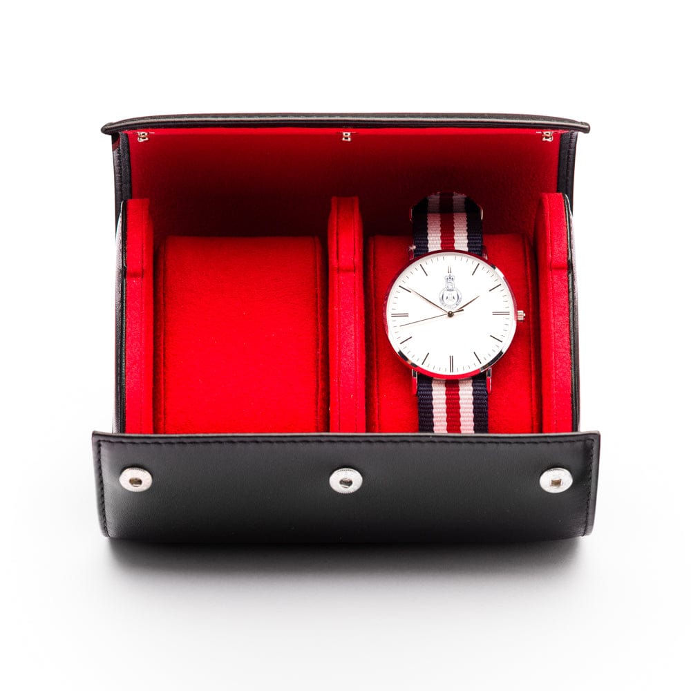Double watch roll, black, with watch inside