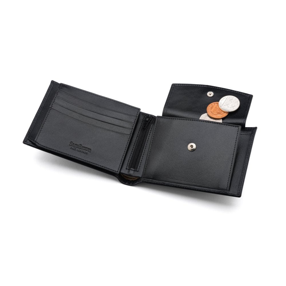 Leather coin wallet, black, inside