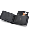 Leather coin wallet, black, inside