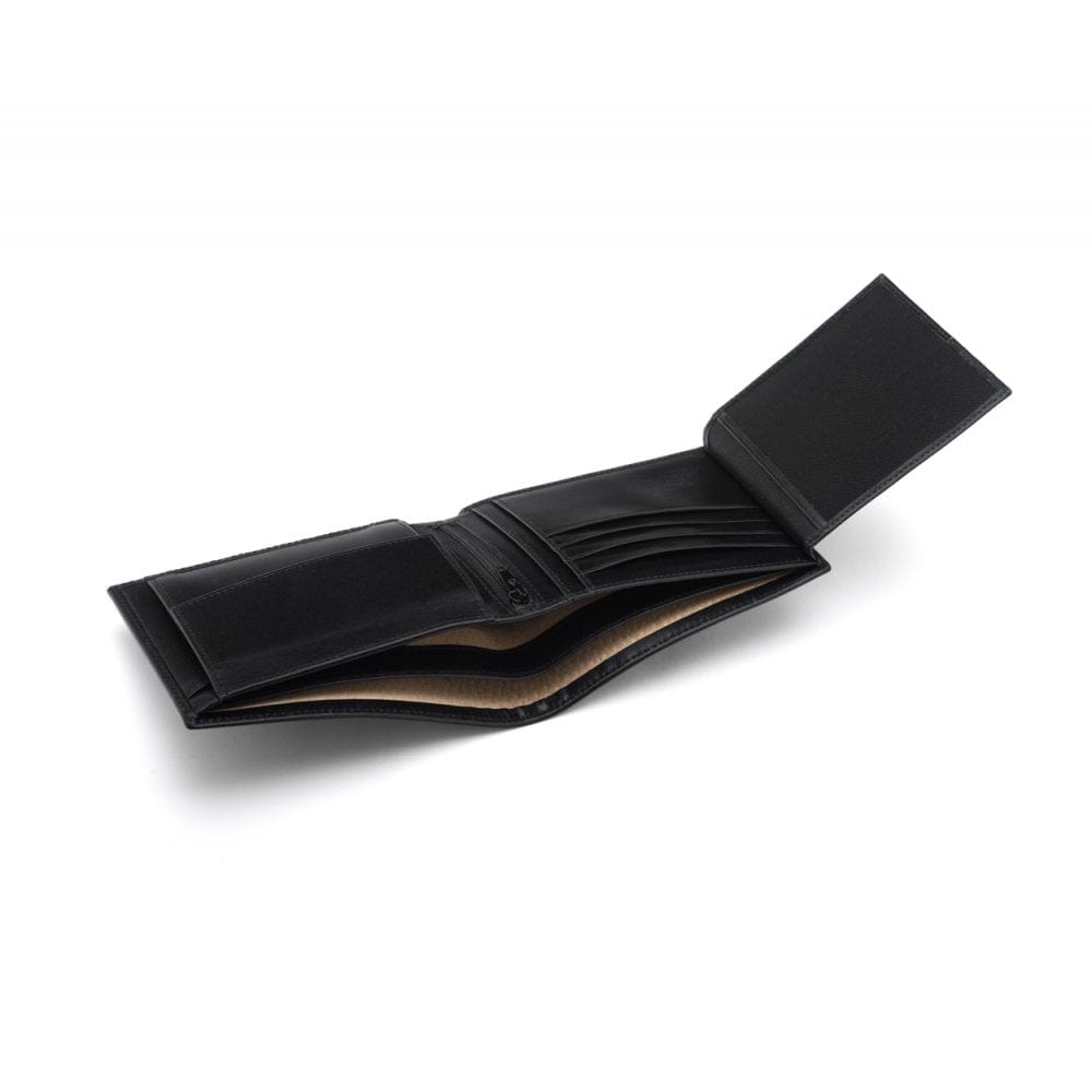 Leather coin wallet, black, interior