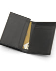 Expandable leather business card case, black, inside