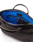 16" slim leather laptop bag, black, open view