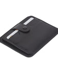 Black Flat Compact Credit Card Wallet With 2 ID Windows, 6CC