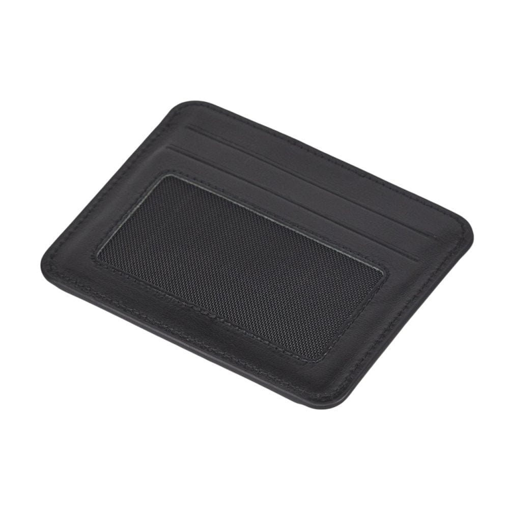 Black Flat Compact Credit Card Wallet With 2 ID Windows, 6CC