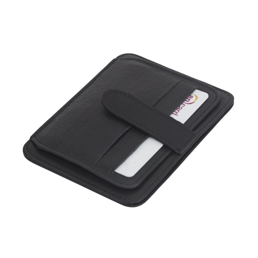 Black Flat Credit Card Holder With ID Window, 6CC