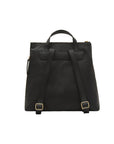 Leather 13" laptop backpack, black pebble grain, back view