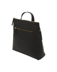 Leather 13" laptop backpack, black pebble grain, side
