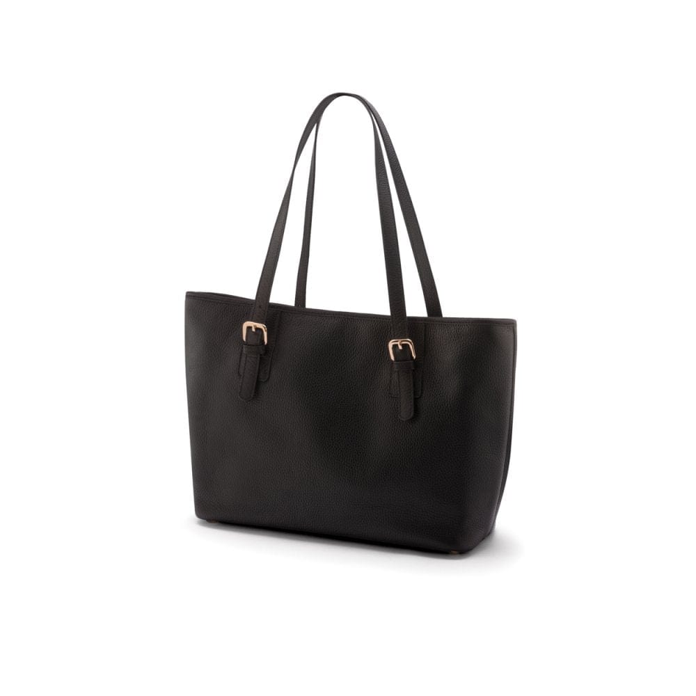 Women's leather 13" laptop workbag, black,