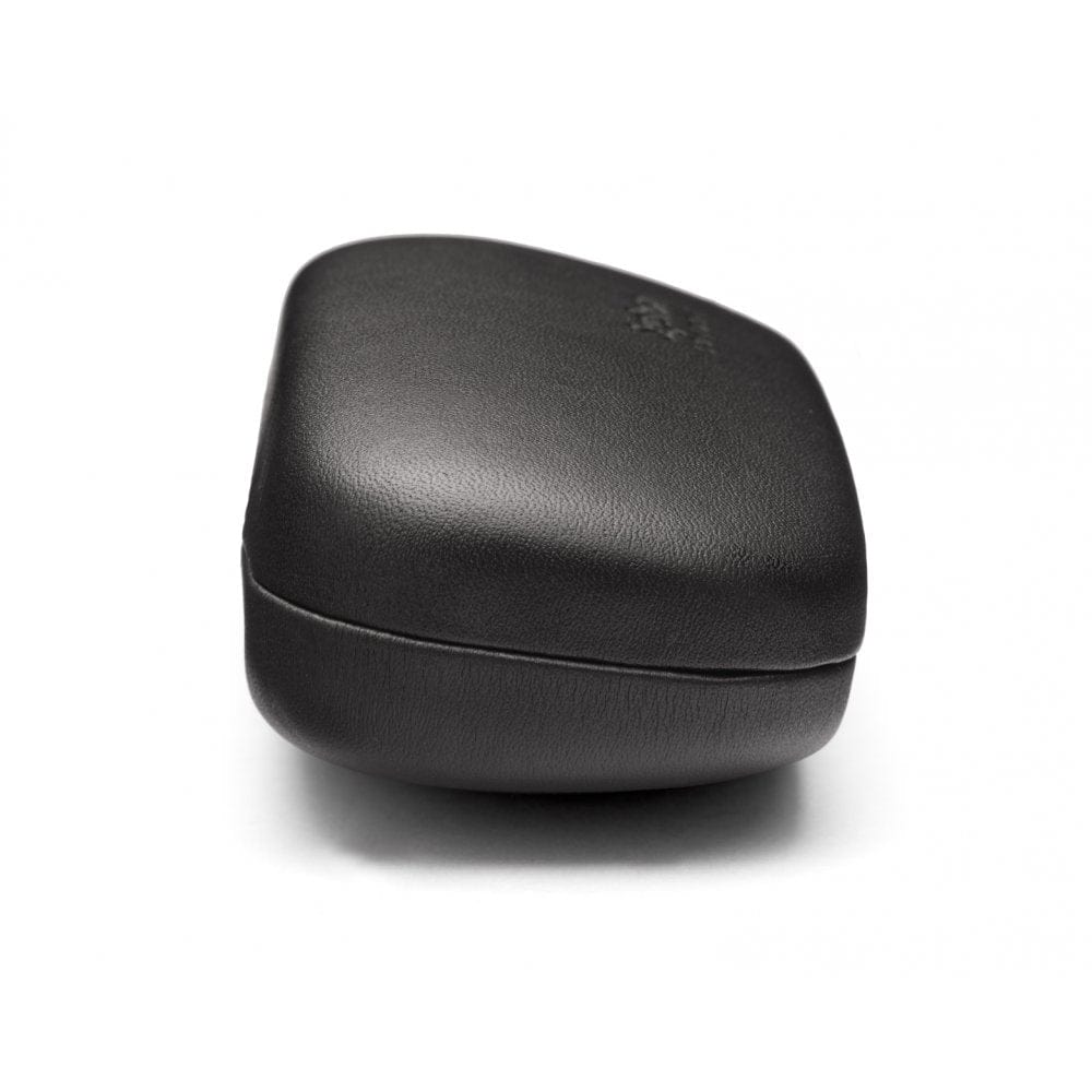 Hard rounded leather glasses case, black, depth