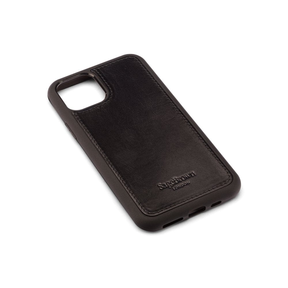 Leather iPhone 11 Pro Max Cover, Black iPhone Cases SageBrown