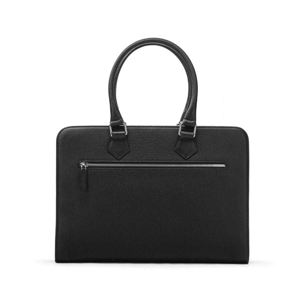 Ladies leather 13" laptop bag, black, back