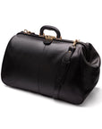Large leather Gladstone holdall, black, with shoulder strap
