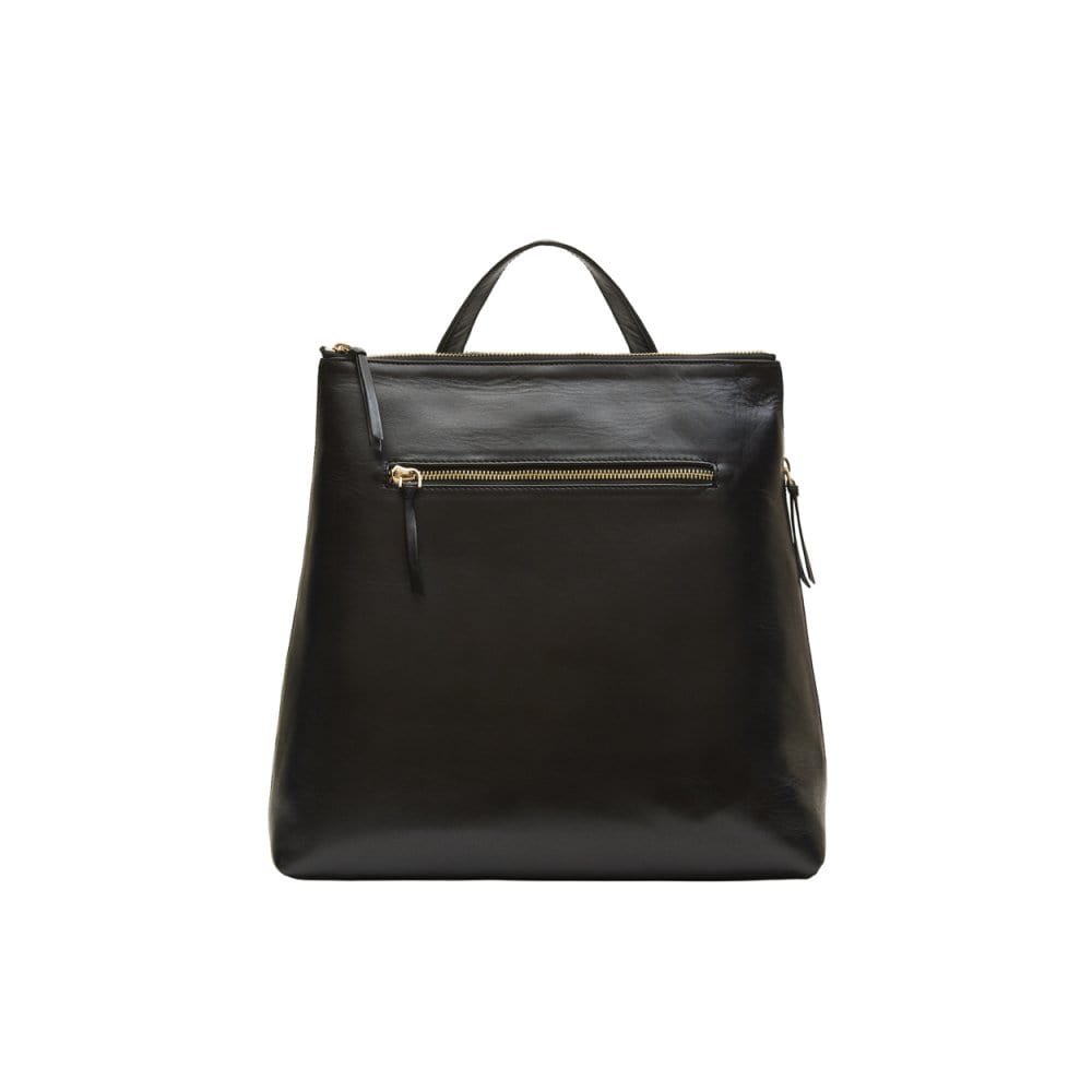 Leather 13" laptop backpack, black, front view