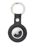 Leather airtag fob, black, front