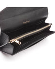 Leather accordion clutch purse with 12 card slots, black saffiano, inside