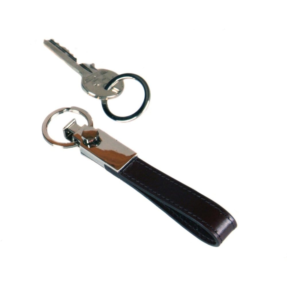 Leather detachable key ring, black