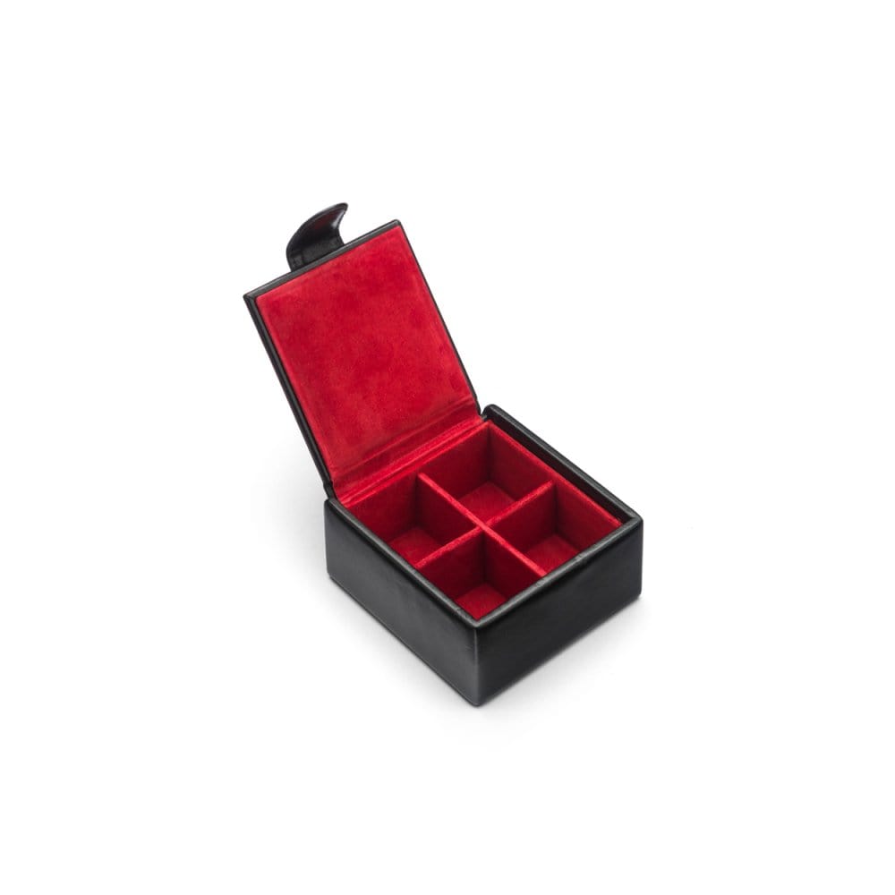 Leather jewellery box, black, inside