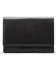 Small leather A4 portfolio case, black, front
