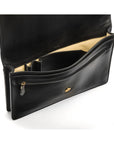 Small leather A4 portfolio case, black, inside