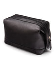 Leather wash bag, black, side view