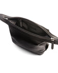 Leather wash bag, black, inside view
