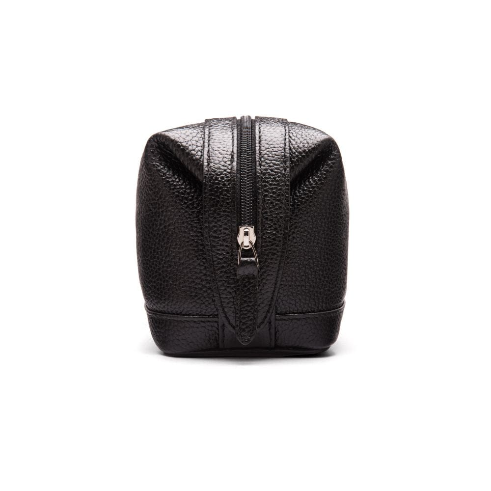 Leather wash bag, black, side