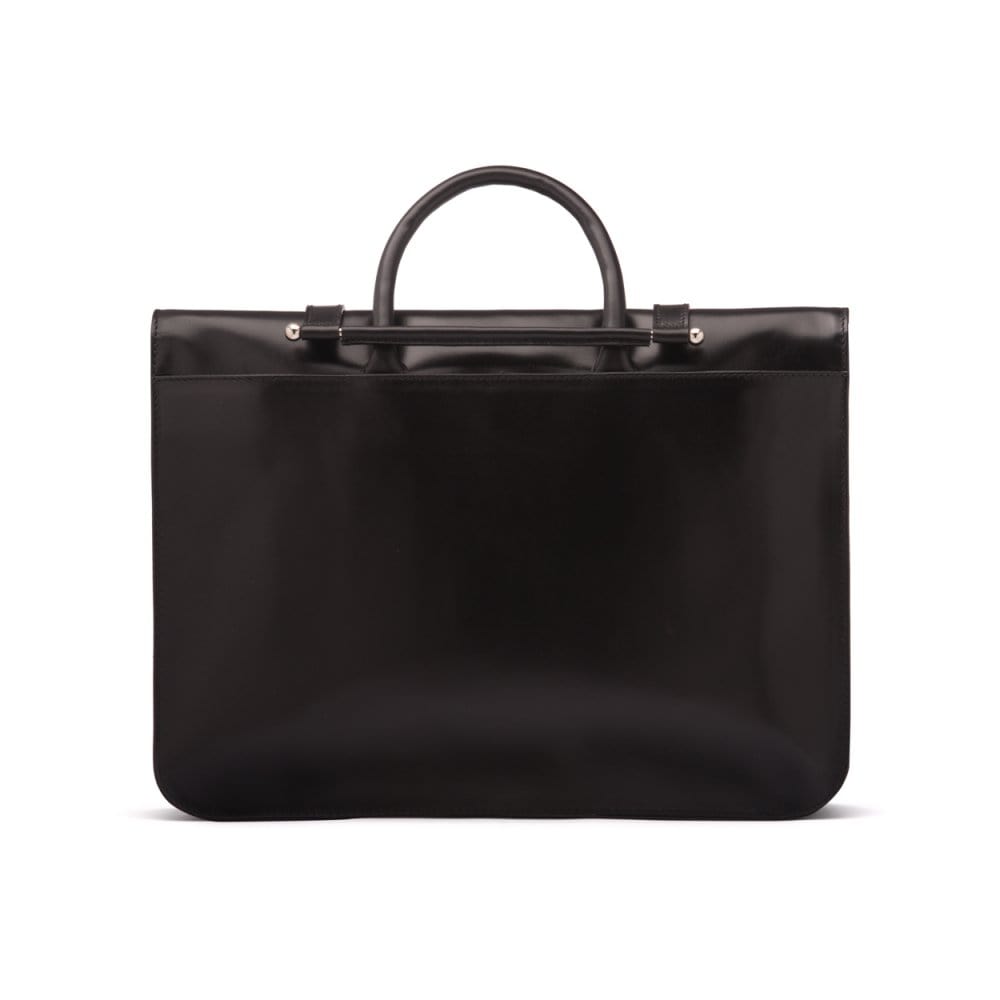 Leather music bag, black, back view