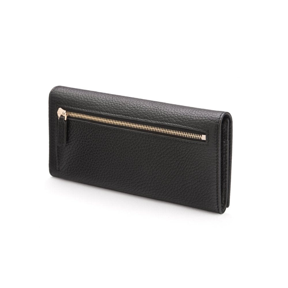 Leather Mayfair concertina purse, black, back