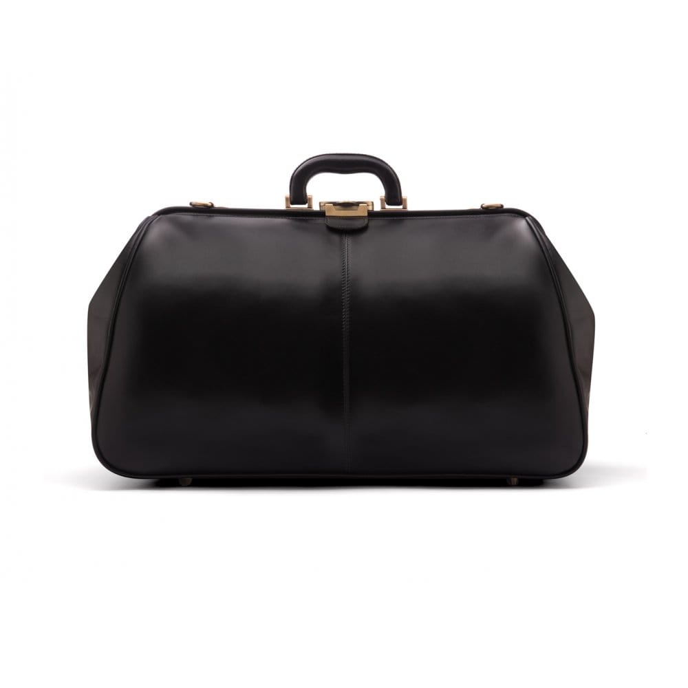 Leather Gladstone holdall, black, front