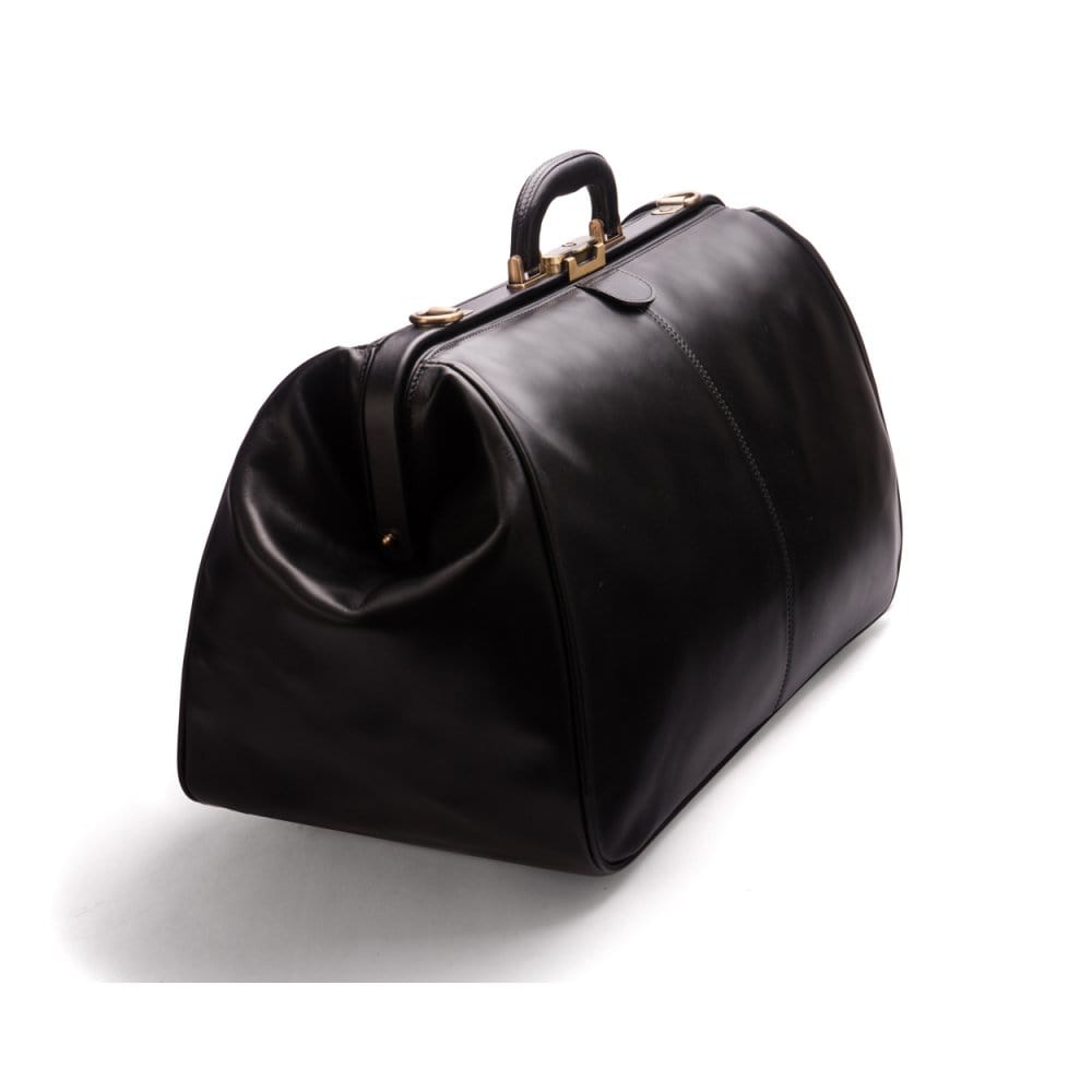 Leather Gladstone holdall, black, side