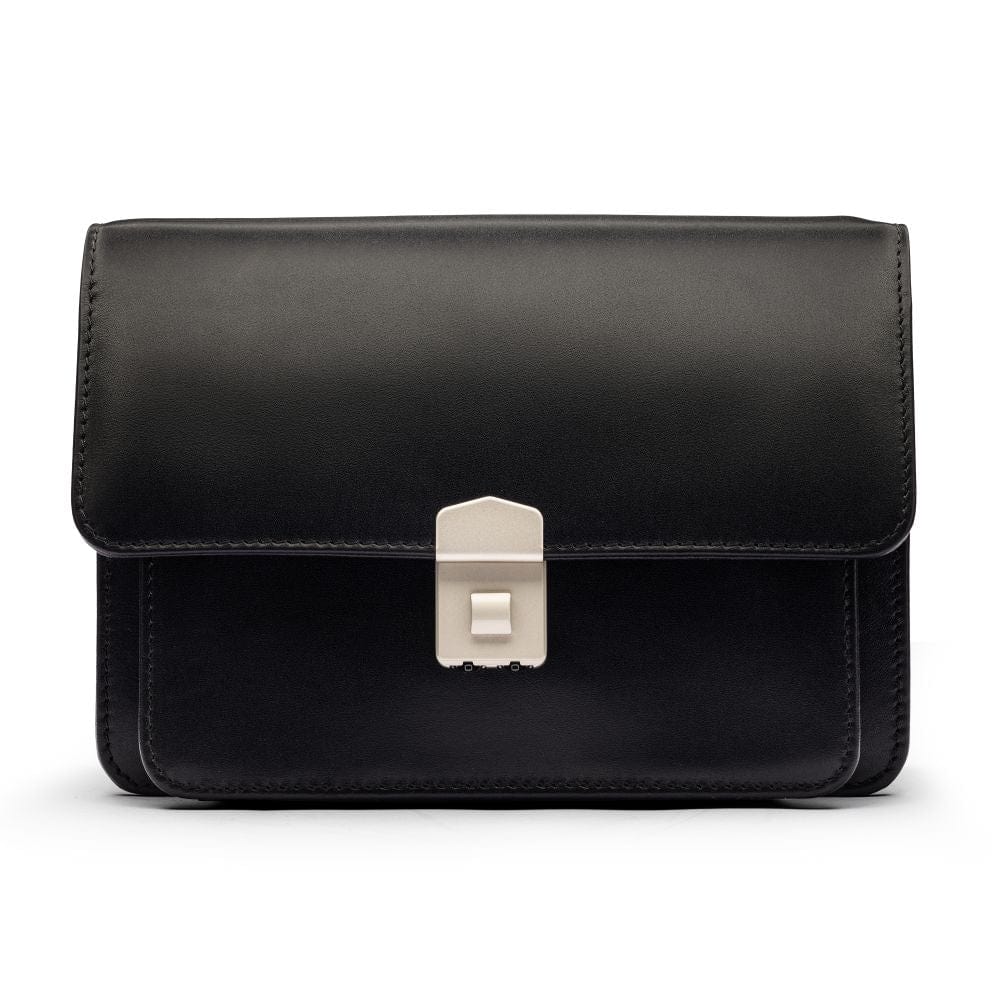 Black Men's Leather A5 Expandable Clutch Bag