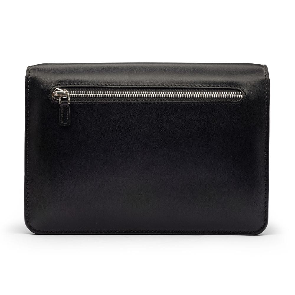 Black Men's Leather A5 Expandable Clutch Bag