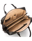 Leather laptop bag, black, 17 inch, inside