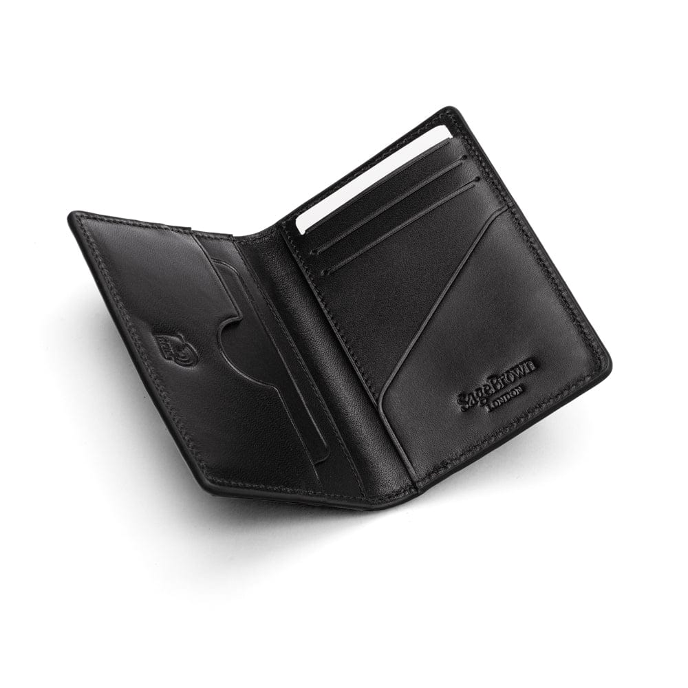 Leather card holder with RFID protection, black, interior