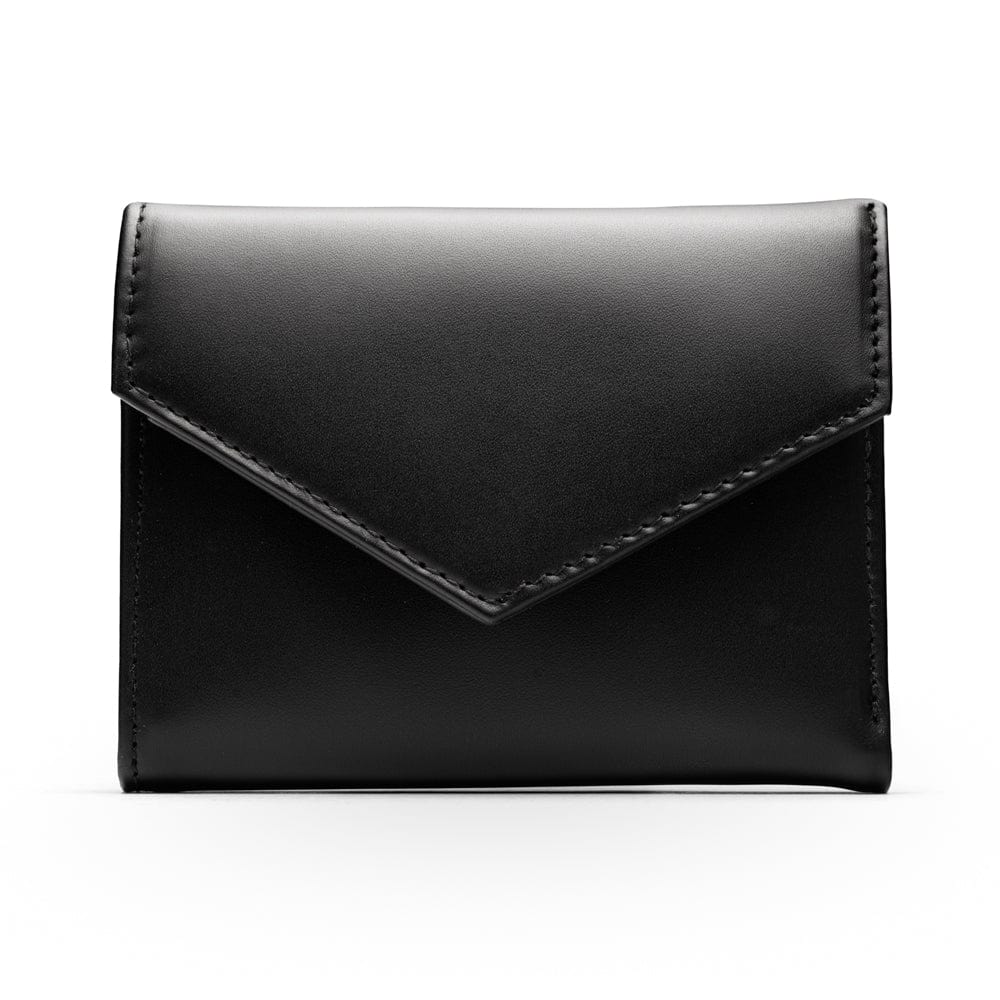 RFID blocking leather envelope purse, black, front