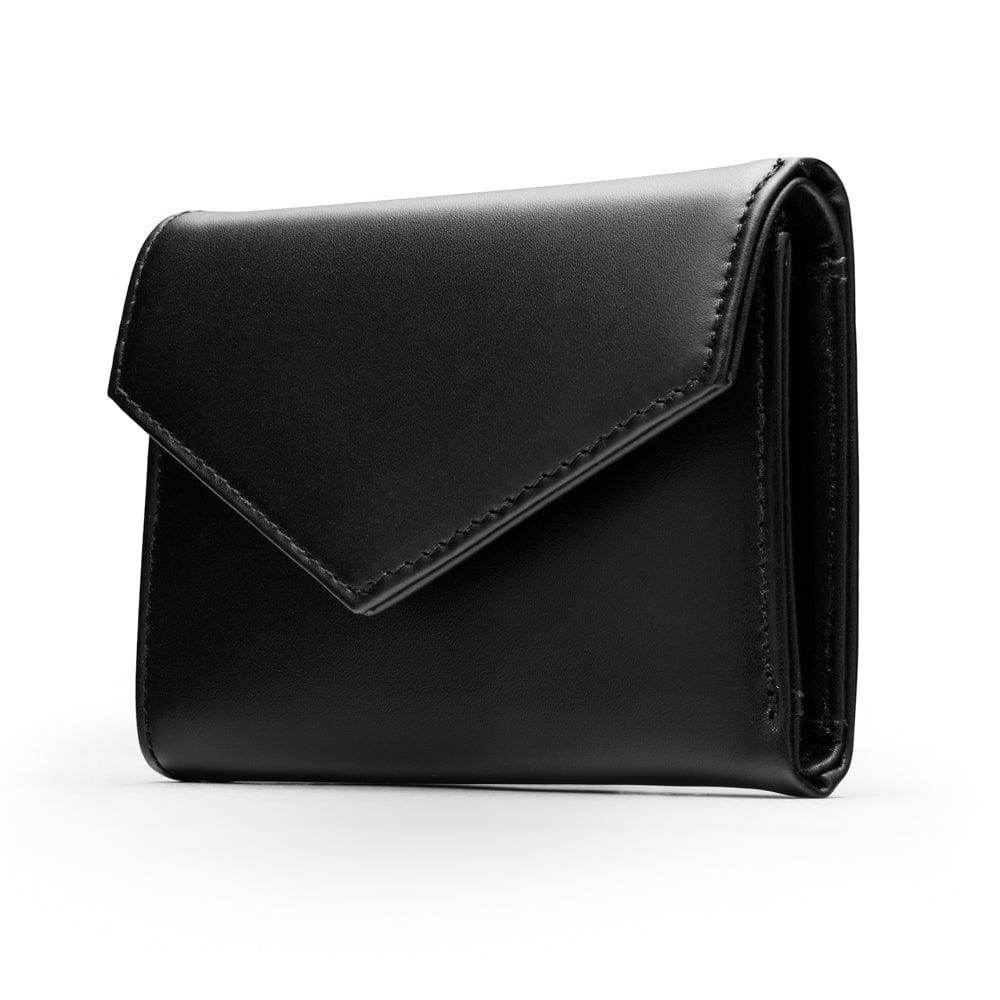 RFID blocking leather envelope purse, black, side