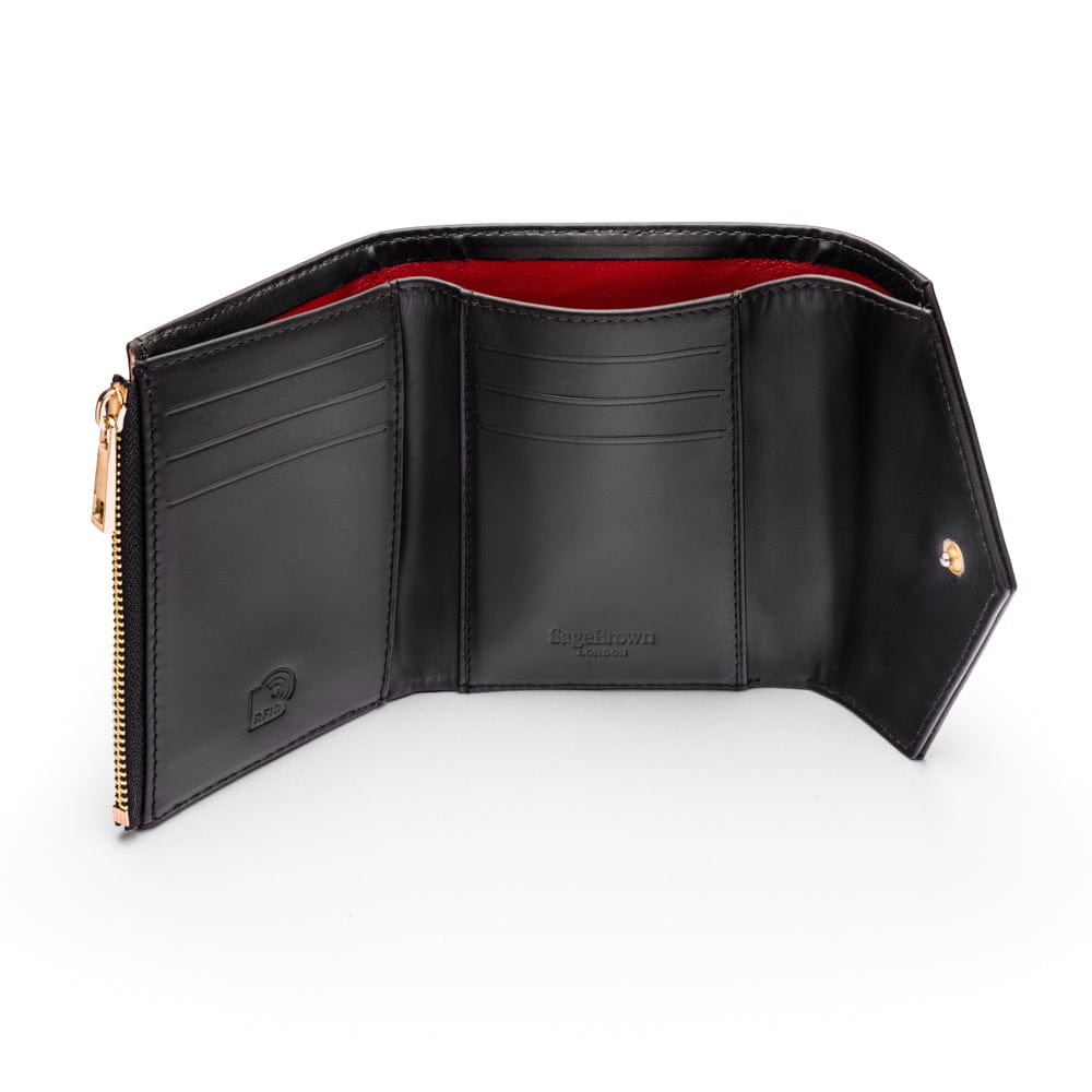 RFID blocking leather envelope purse, black, inside
