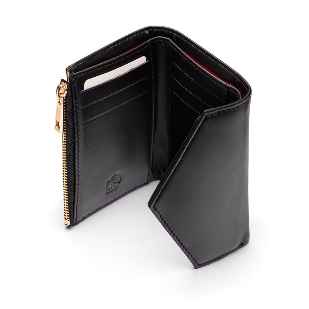 RFID blocking leather envelope purse, black, interior