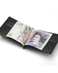 Black Compact Leather Wallet With Money Clip