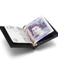 Black Compact Leather Money Clip Wallet