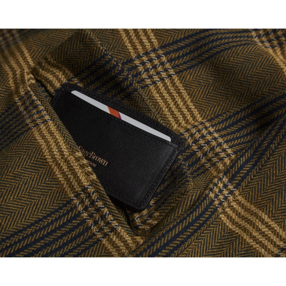 Black Saffiano Flat Leather Credit Card Case With RFID Blocking Lining