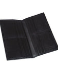 Black Textured Slim Leather Tall Top Pocket Wallet With 12 CC