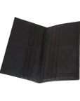 Black Textured Slim Leather Tall Top Pocket Wallet With 12 CC