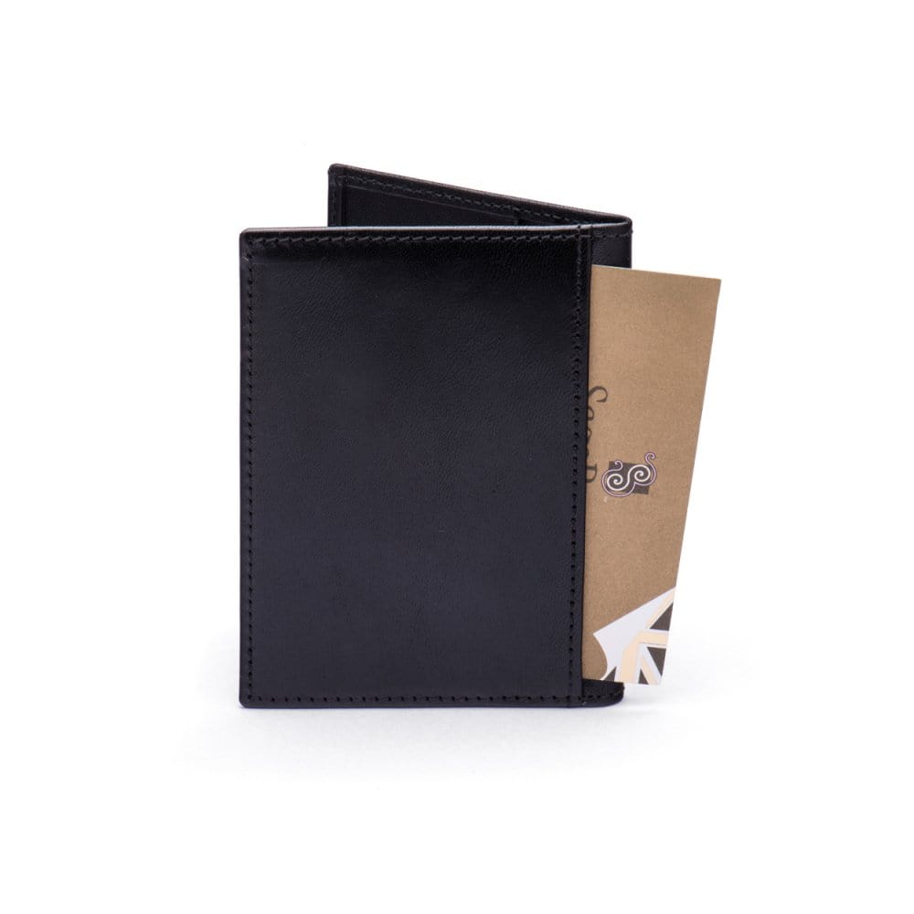 RFID leather credit card wallet, black, back