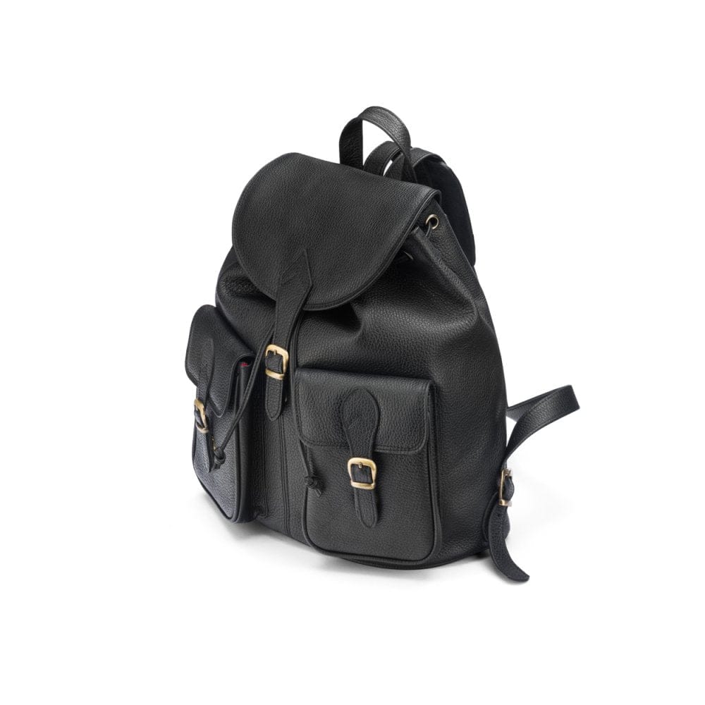 Small Leather Backpack, Black Women's Backpacks SageBrown