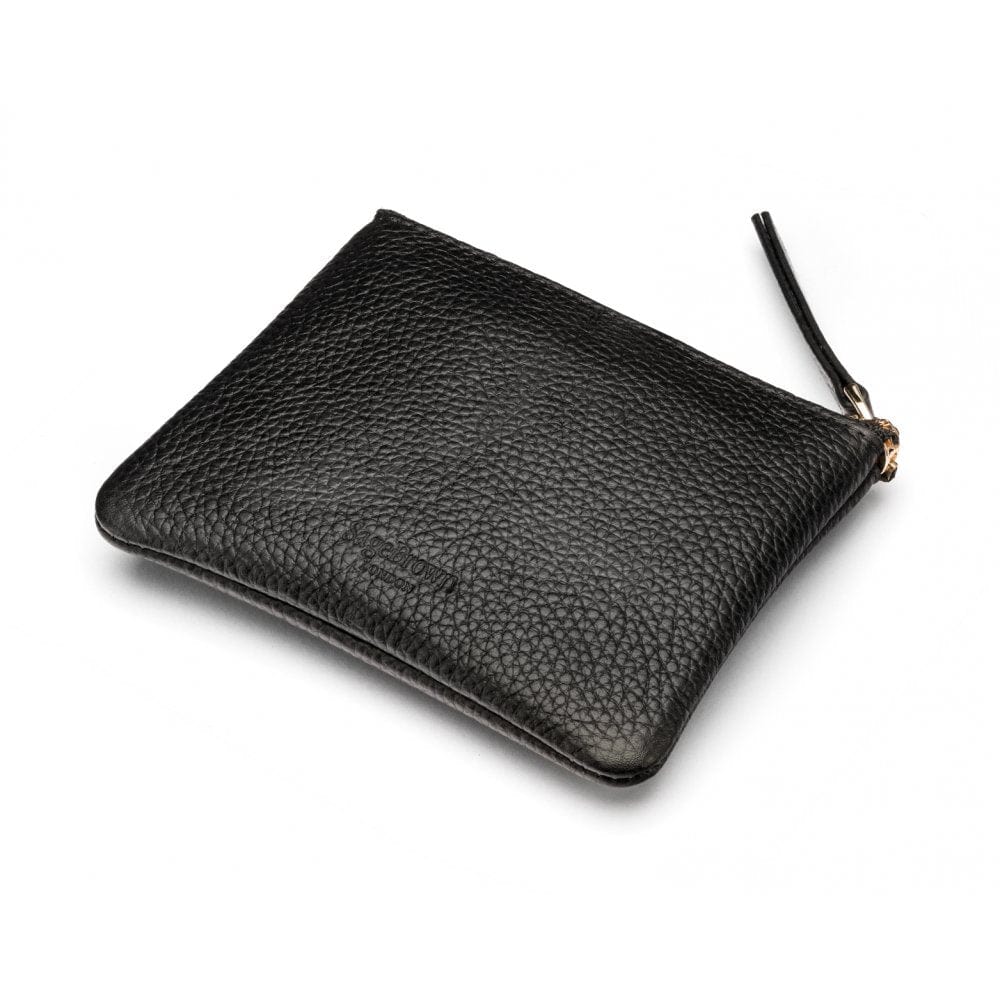 Small leather makeup bag, black, back