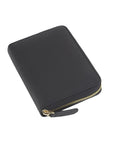 Small leather zip around coin purse, black, front